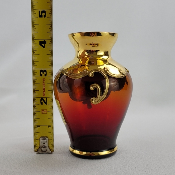 Tre Fouchi 24k Gold Trim Art Glass Bud Vase - Picture 11 of 12